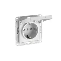 ATLASDESIGN РОЗЕТКА с заземлемлением со шторкой с крышкой, 16А ,IP20, быстрозажимные клеммы, БЕЛЫЙ