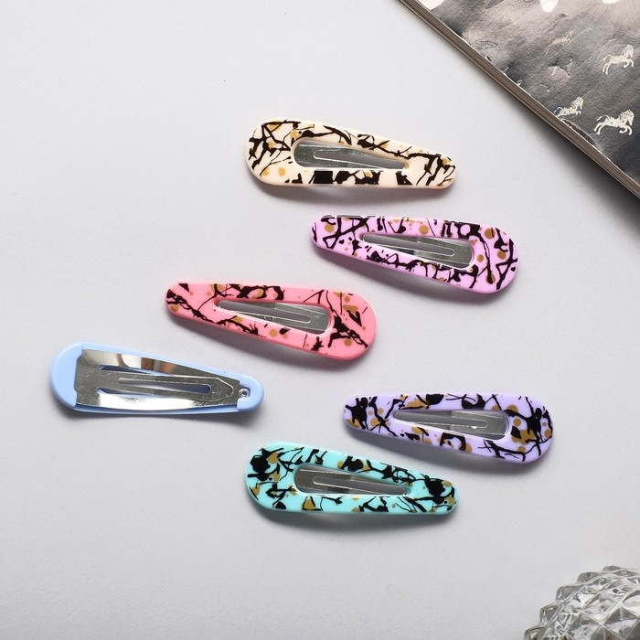 Невидимка для волос  Невидимка для волос "Беатрис" (набор 6 шт) брызги, 5 см