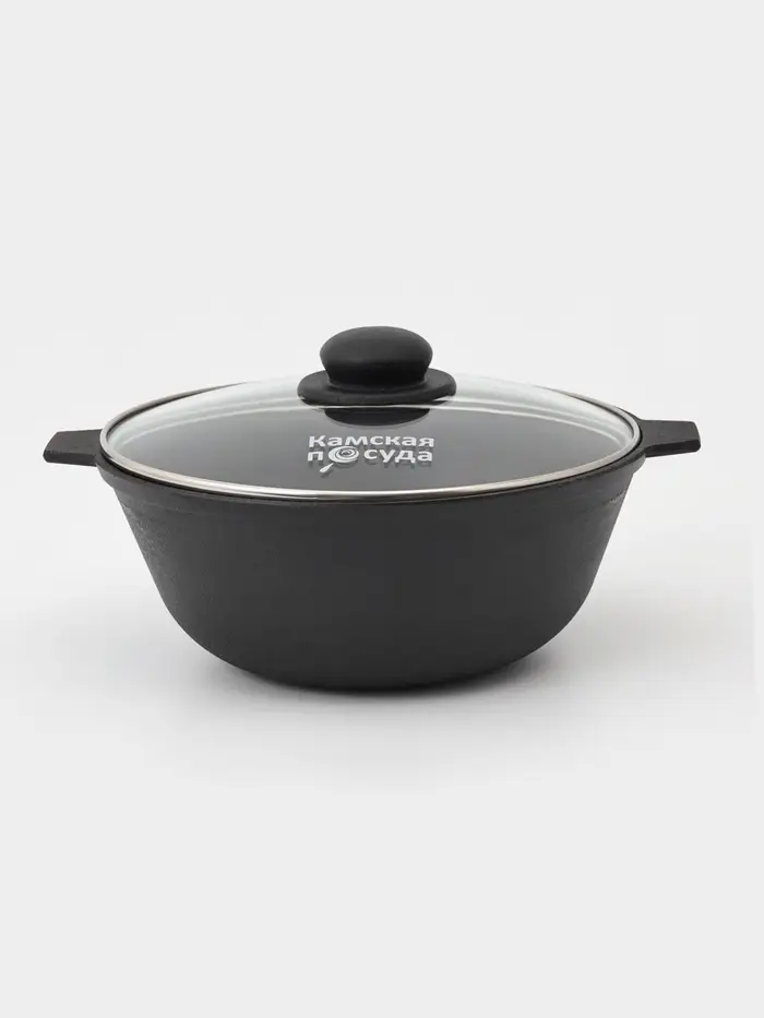 Котел литой Magma, 3 л, стеклянная крышка, чугун