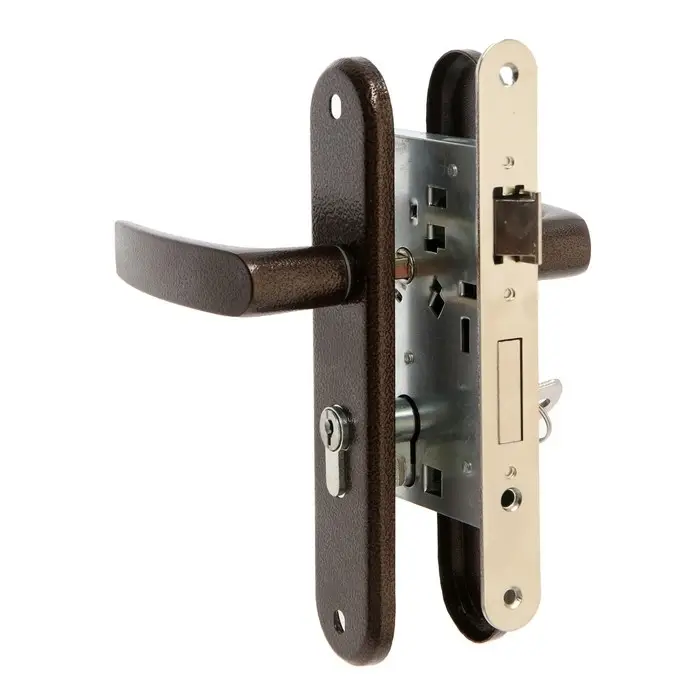 Замок врезной LOCKLAND RD009, с ручкой, цвет коричневый Замок врезной LOCKLAND RD009, с ручкой, цвет коричневый