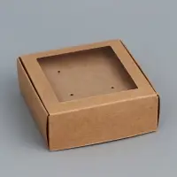 Коробка для бижутерии с PVC окном 8×8×3 см, крафт