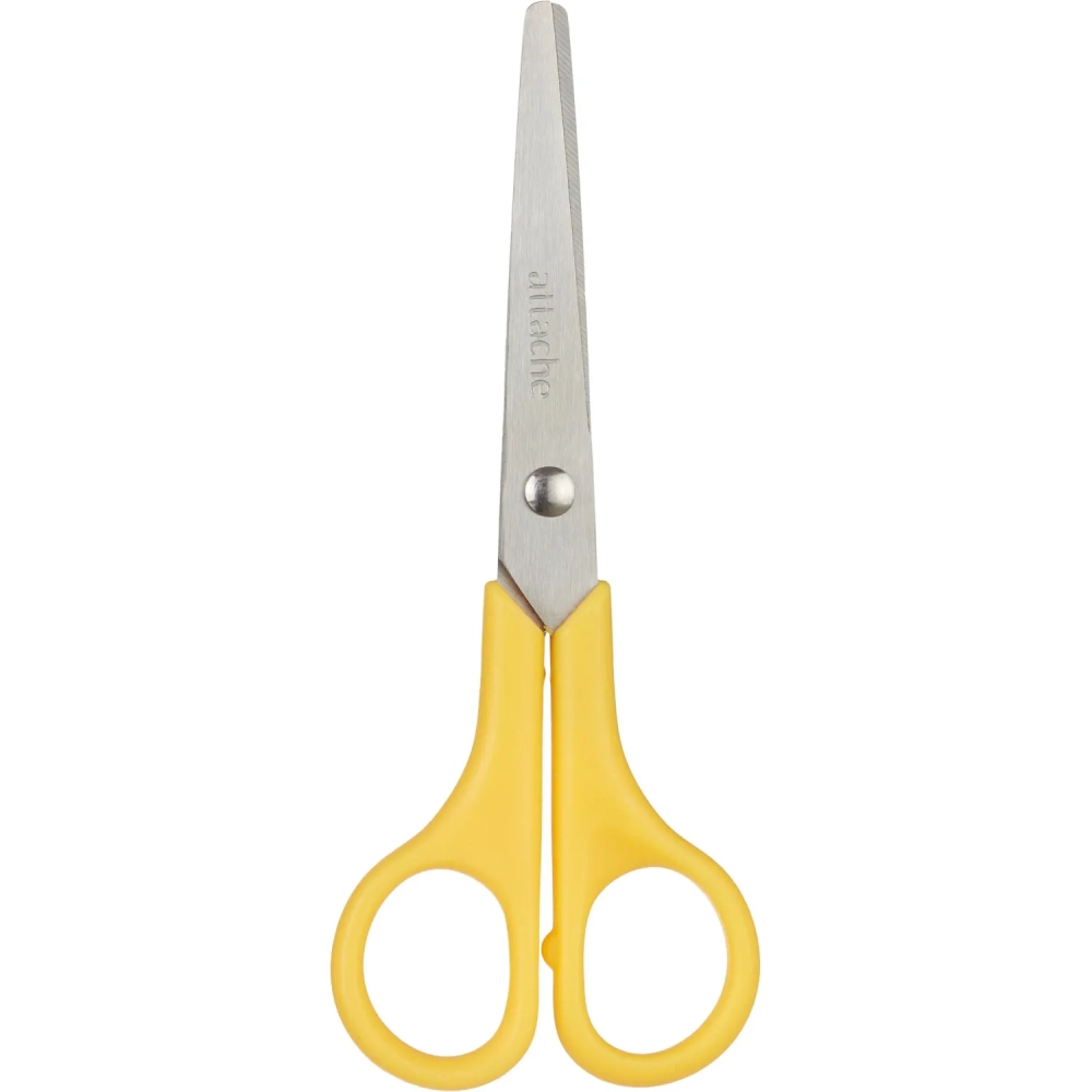 Ножницы Attache 130 мм с пластиковыми ручками, цвет желтый