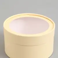 Набор подарочных коробок 2 в 1 круглых, сливочная, с окном, 21&times;11 - 18&times;10 см