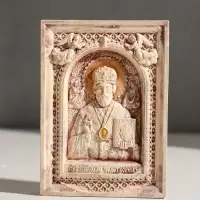 Икона &laquo;Николай Чудотворец&raquo;, с подвесом, 12&times;9&times;2 см, гипс, роспись