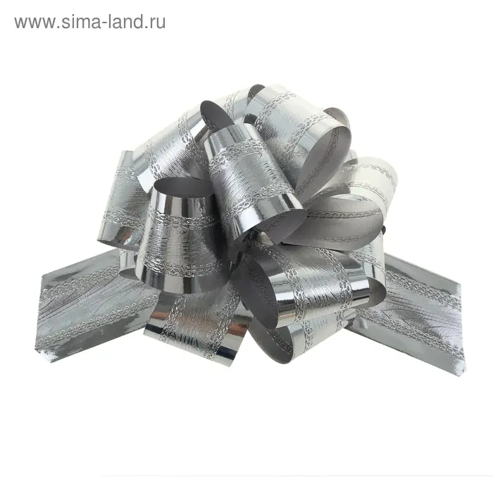 Бант-шар №5 полоска, серебро