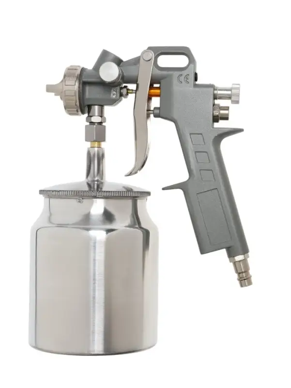 Краскораспылитель пневматический ТУНДРА, до 4 бар, сопло 1.5 мм, нижний бачок 0.75 л