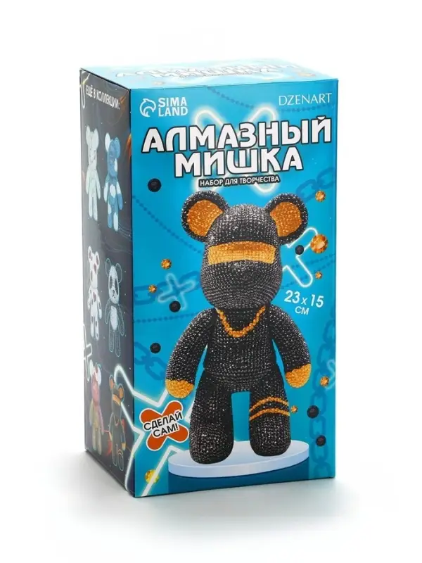 Алмазная мозаика на фигурке "Модный медведь"