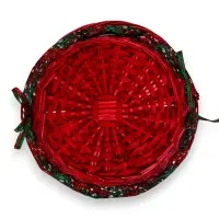 Корзина плетеная 32 х 32 х 14 см, ручка h=14 см красный НГ ткань