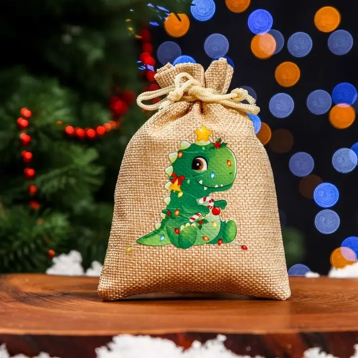 Мешок подарочный с термонаклейкой, 10×14 см Мешок подарочный с термонаклейкой, 10×14 см