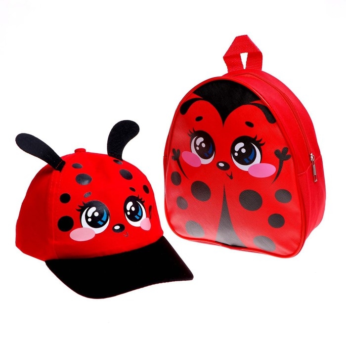 Детский набор «Божья коровка», рюкзак 21х25 см, кепка 52-56 см