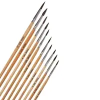 Кисти для рисования, пони, 10 штук: № 1, 2, 3, 4, 5, 6, 7, 8, 9, 10, круглые, деревянная ручка, международный размер