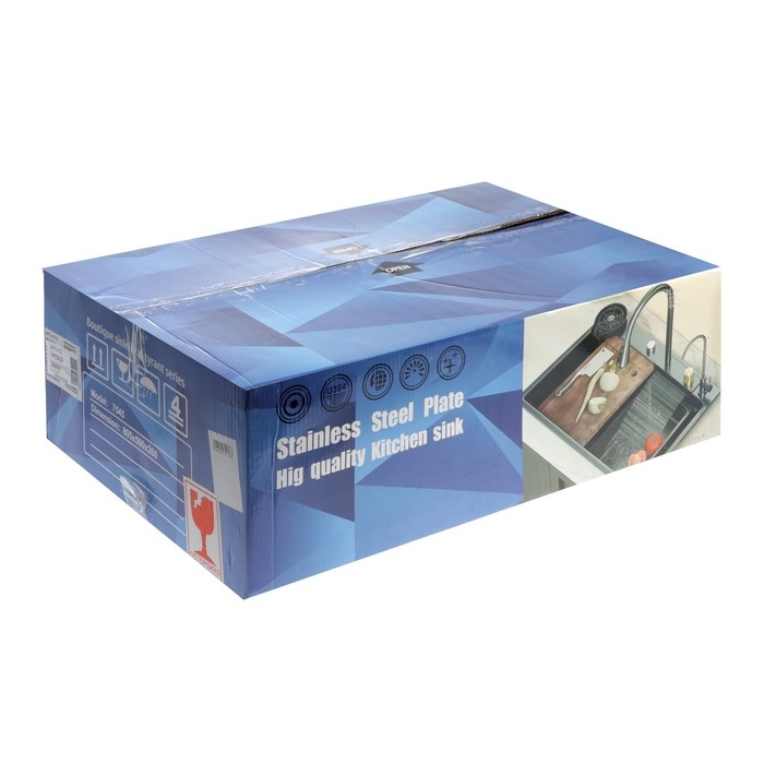 Кухонная мойка ZEIN M03, S=3.0 и 0.7мм, смеситель, корзины, разделочная доска, сифон, графит Кухонная мойка ZEIN M03, S=3.0 и 0.7мм, смеситель, корзины, разделочная доска, сифон, графит