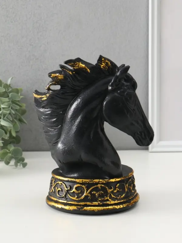 Подставка под бутылку "Лошадь" 23,5х14,5х16 см, чёрный с позолотой