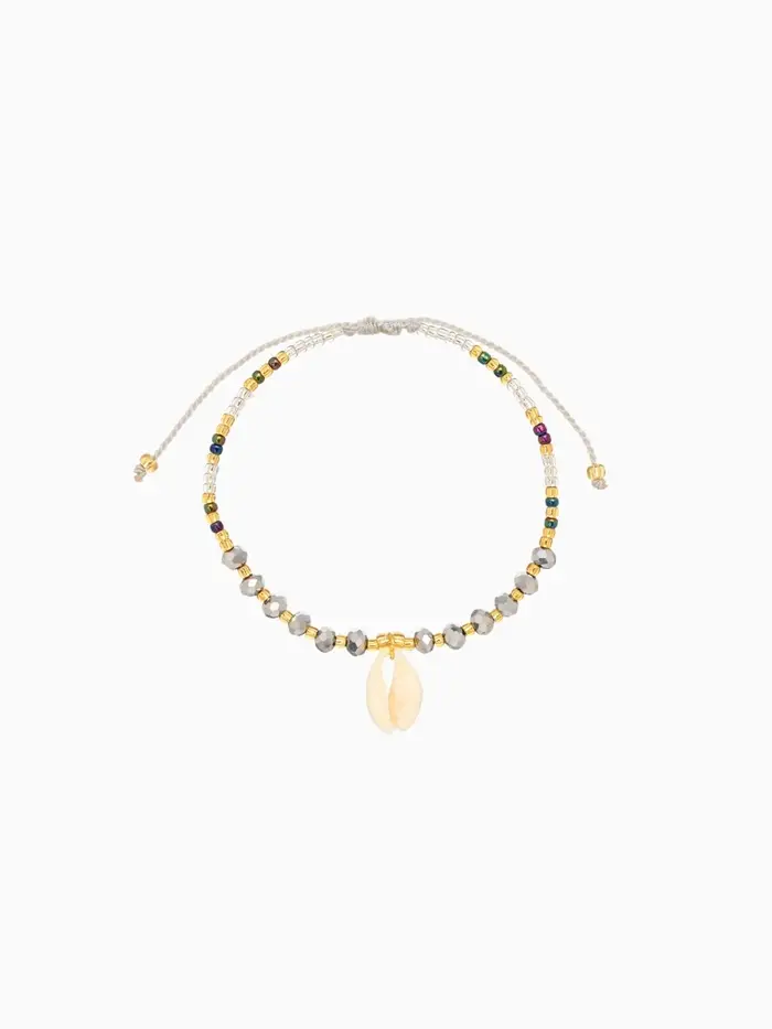 Браслет "Лила" длина 16 см, цв. серый, золотистый