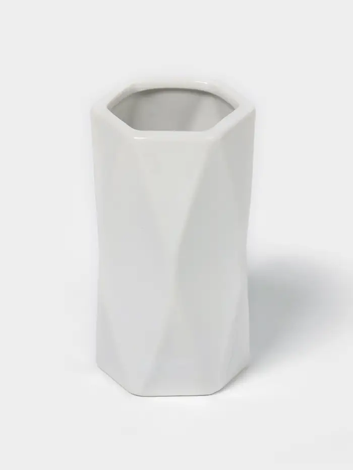 Набор аксессуаров для ванной комнаты Доляна &laquo;Геометрия&raquo;, 4 предмета, дозатор, мыльница, два стакана, белый