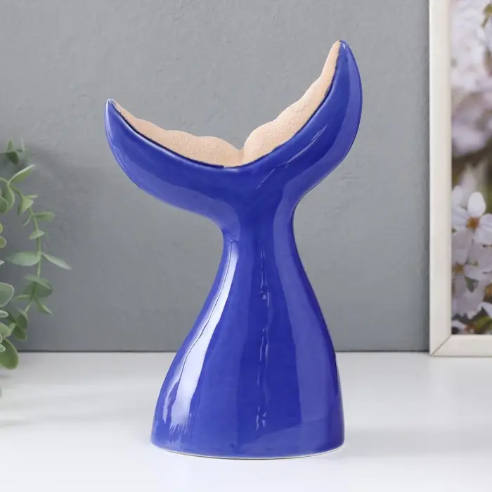 Фигурка керамика &laquo;Большой хвост кита&raquo;, песочно-синий, 13.8&times;8&times;22.6 см