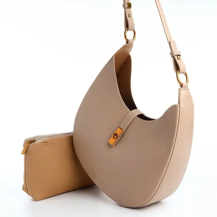 Сумка женская багет TEXTURA на молнии, 27&times;9&times;23 см, бежевая