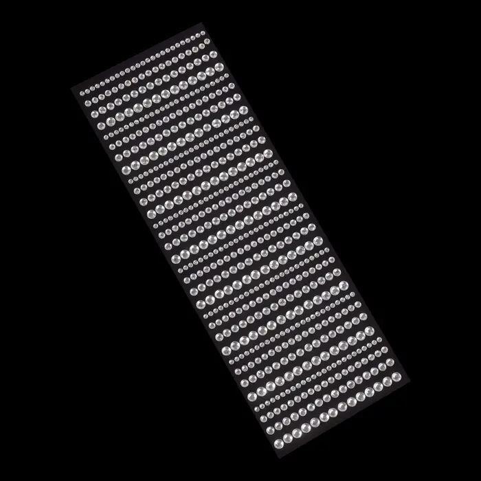 Стразы для декора, на клеевой основе, 27&times;10 см, d=3/4/5/6 мм, цвет серебристый