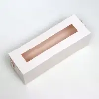 Коробка для макарун, с ложементом, с окном, белая 16.5×5.5×5.5 см