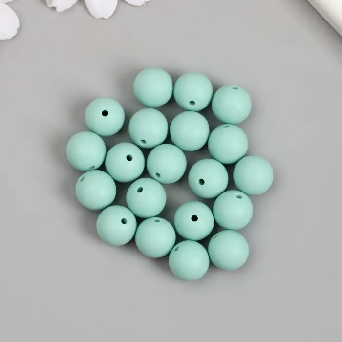 Бусины для творчества пластик "Серо-зелёный" матовые d=1,2 см набор 20 гр