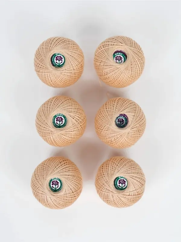 Нитки вязальные "Ирис" 150м/25г 100% мерсеризованный хлопок Набор 6шт (5902)