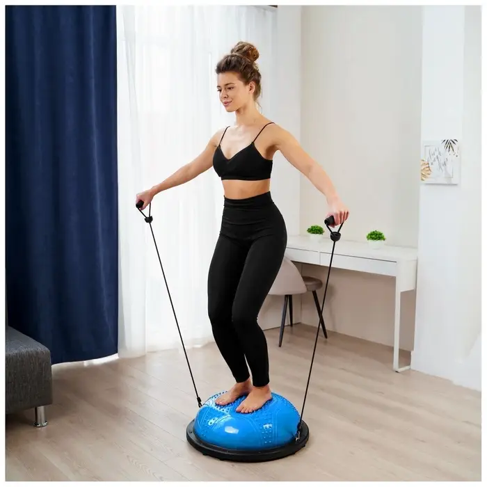 Полусфера BOSU гимнастическая ONLYTOP, массажная, с насосом, 58&times;25 см, синяя