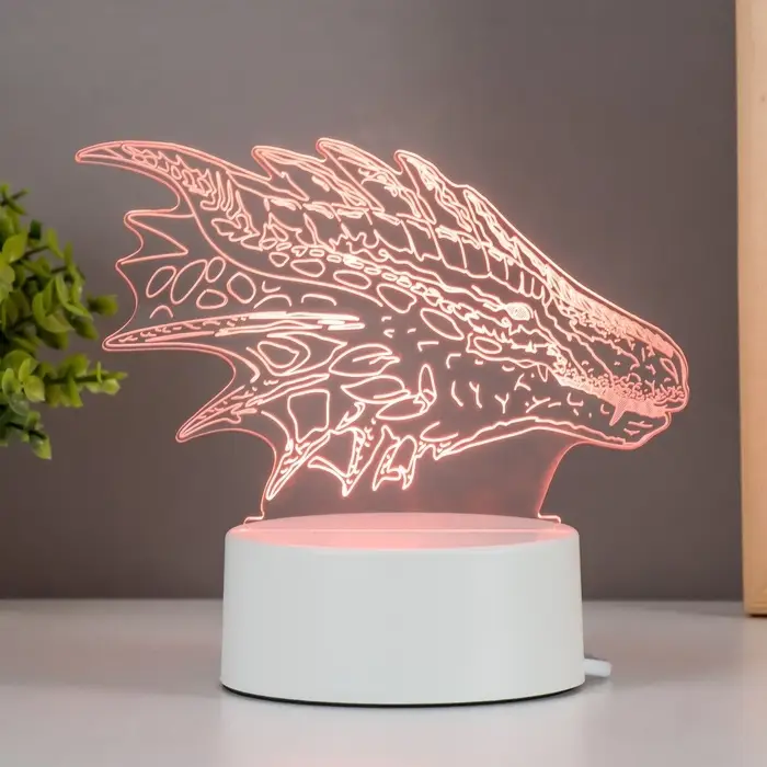 Светильник 3D RISALUX &laquo;Дракон&raquo;, LED-ночник, белый 15&times;9.5&times;11 см