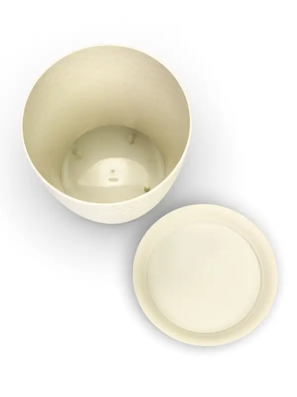 Горшок для цветов с поддоном &laquo;Ротанг&raquo;, 4.7 л, d=15 см, h=14 см, пластиковый, белый