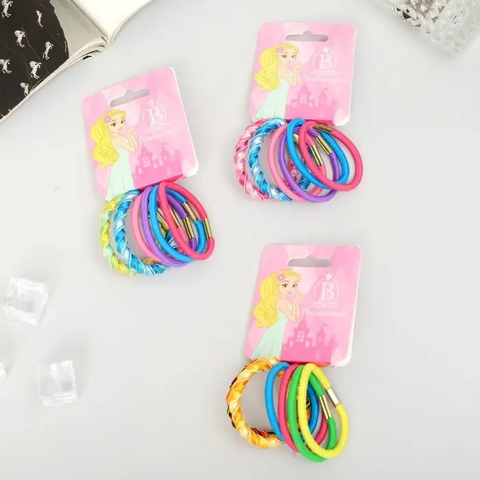 Резинка для волос Резинка для волос "Грандиент" (набор 6 шт) перелив, 4,5 см, микс