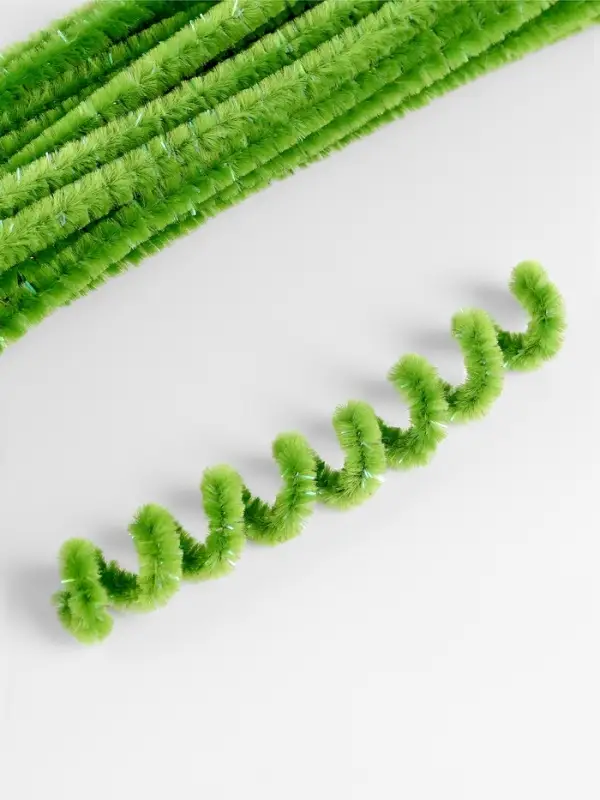 Синельная проволока, набор 50 шт., зелёная с люрексом, 30 см