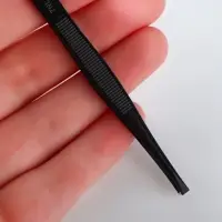 Пинцет прямой TNL, узкий, 8,5 см, цвет чёрный