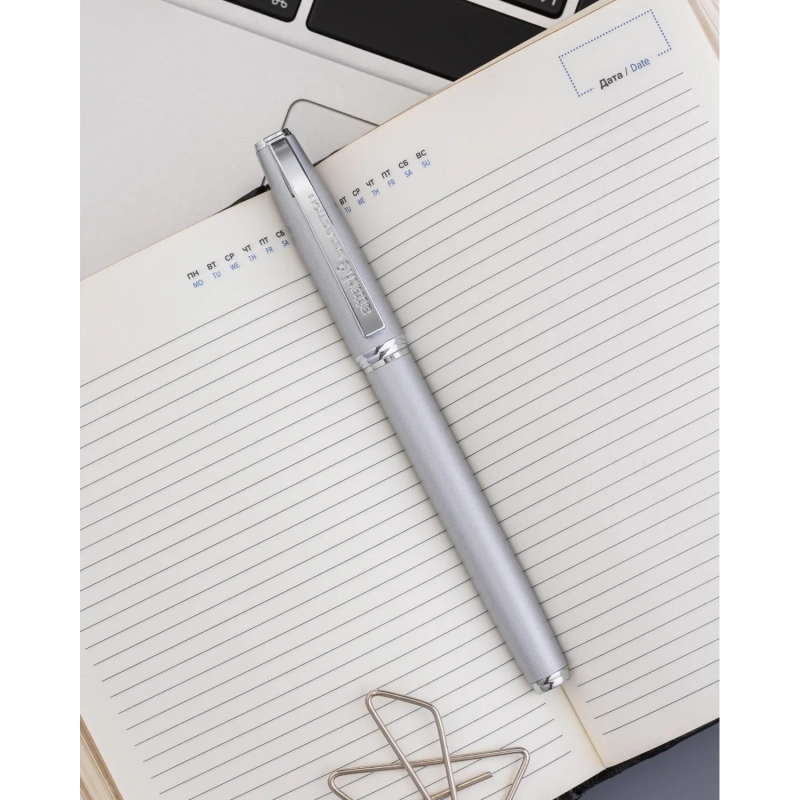 Ручка гелевая  Attache Selection Elegance,сереб.корп ,синий,футляр