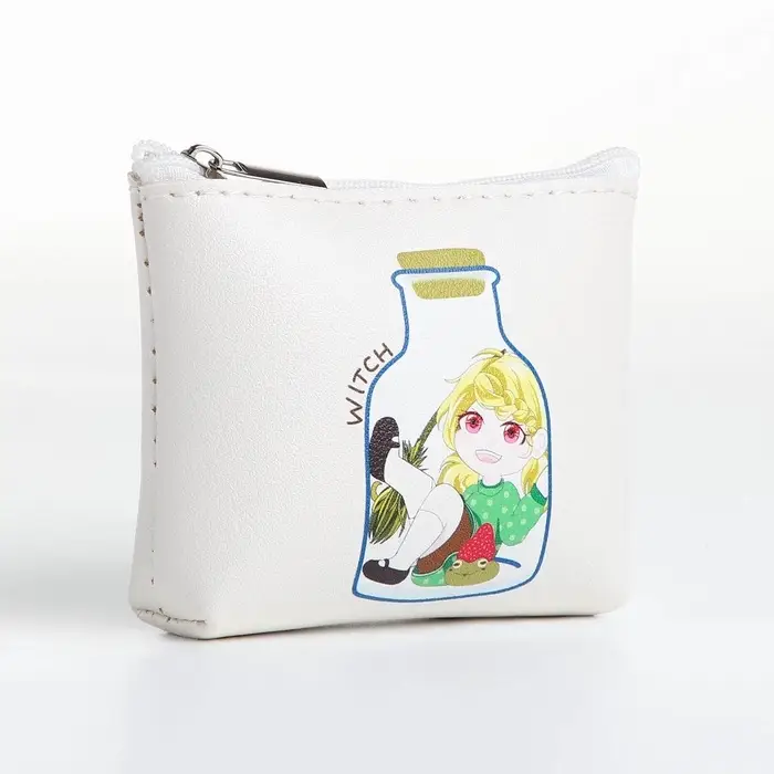 Кошелёк детский &laquo;Аниме girl&raquo;, монетница, на молнии, с рисунком, белый