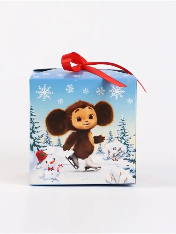 Коробка складная Коробка складная "Зимние забавы",Чебурашка, 12 х 12 х 12 см