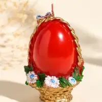 Свеча декоративная "Пасхальное яйцо в корзинке" 7х10,5 см, 130 гр