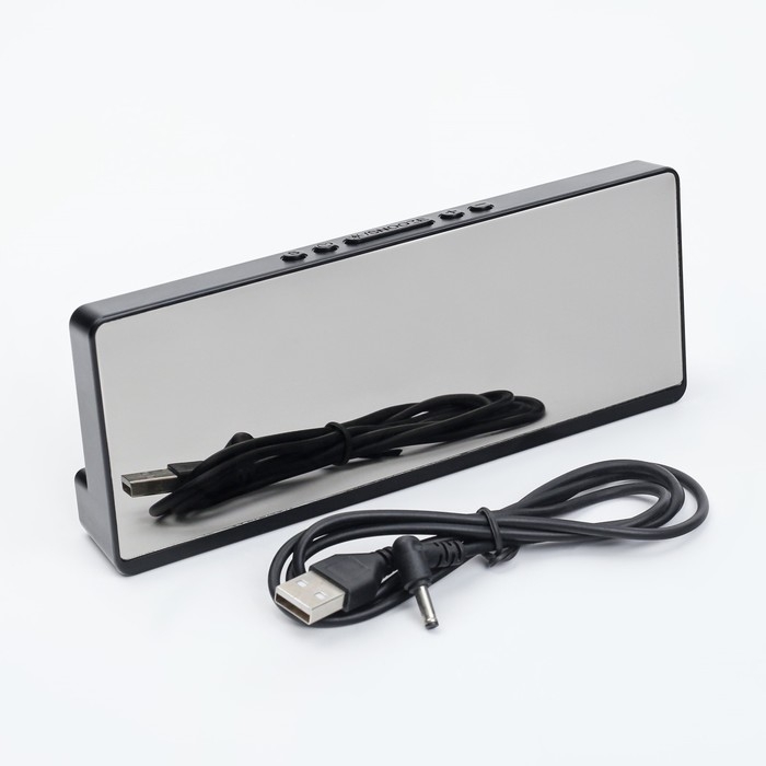 Часы электронные настольные будильник с термометром, 17.5 х 6.8 см, зеленая индикация Часы электронные настольные будильник с термометром, 17.5 х 6.8 см, зеленая индикация