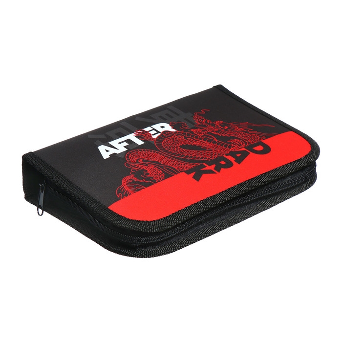 Пенал 1 секция 140 х 210 х 40 мм, откидной карман и косметичка, тканевый, Calligrata TOP Content "Дракон"