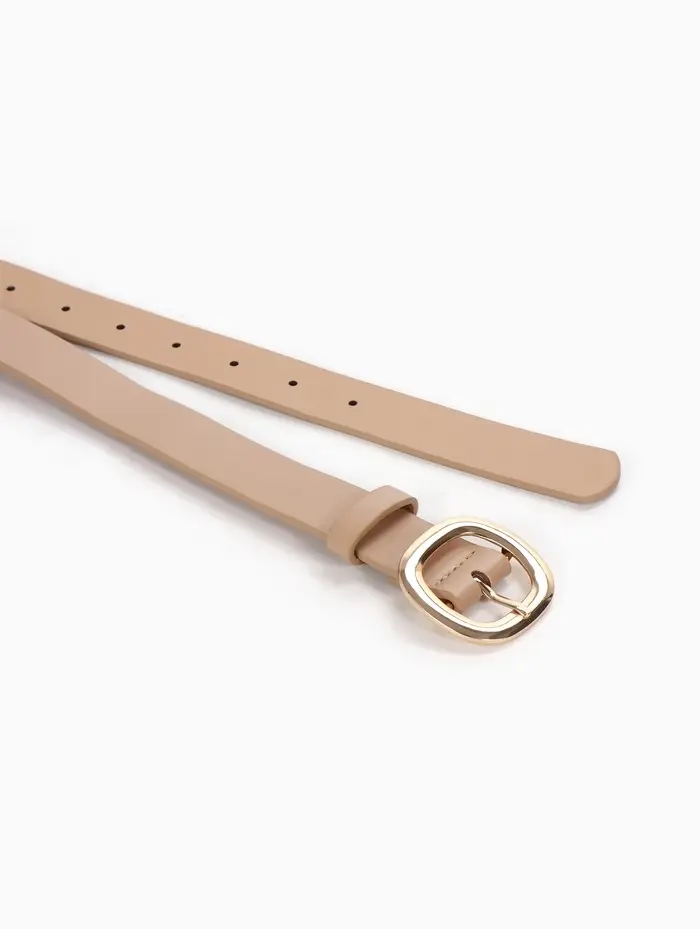Ремень женский, 2.8&times;105 см, 1 прокол, золотистая пряжка, бежевый