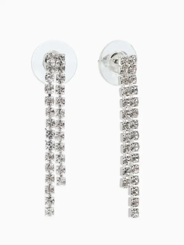 Набор 2 предмета: серьги, колье &laquo;Лёд&raquo;, загиб, белый в серебре, 40 см