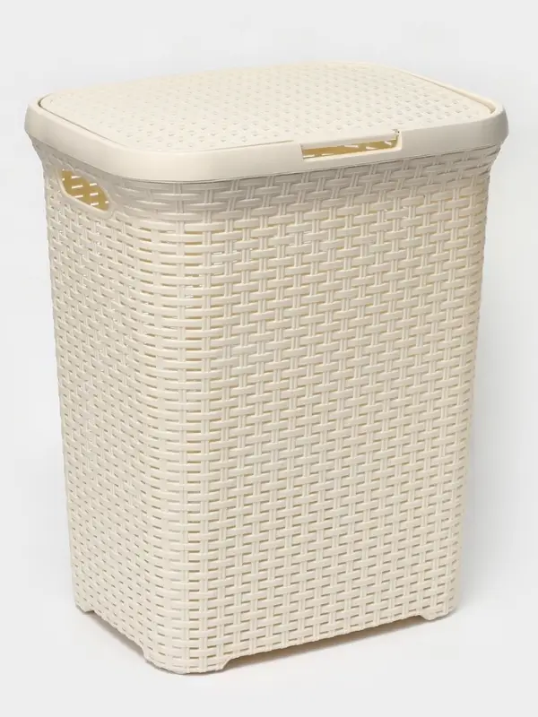 Корзина бельевая, 60 л, 34.6&times;44.5&times;56 см, с крышкой, слоновая кость