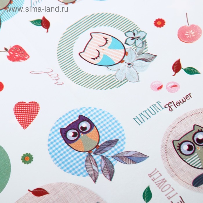 Клеёнка с ПВХ-покрытием «Совушки», 100х140 см Клеёнка с ПВХ-покрытием «Совушки», 100х140 см