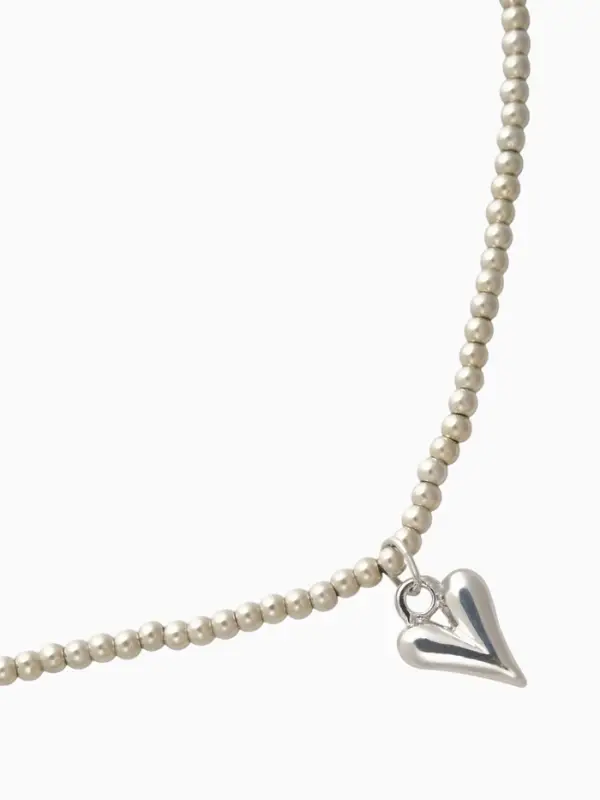 Колье "Сердце" под гематит, цвет серебро
