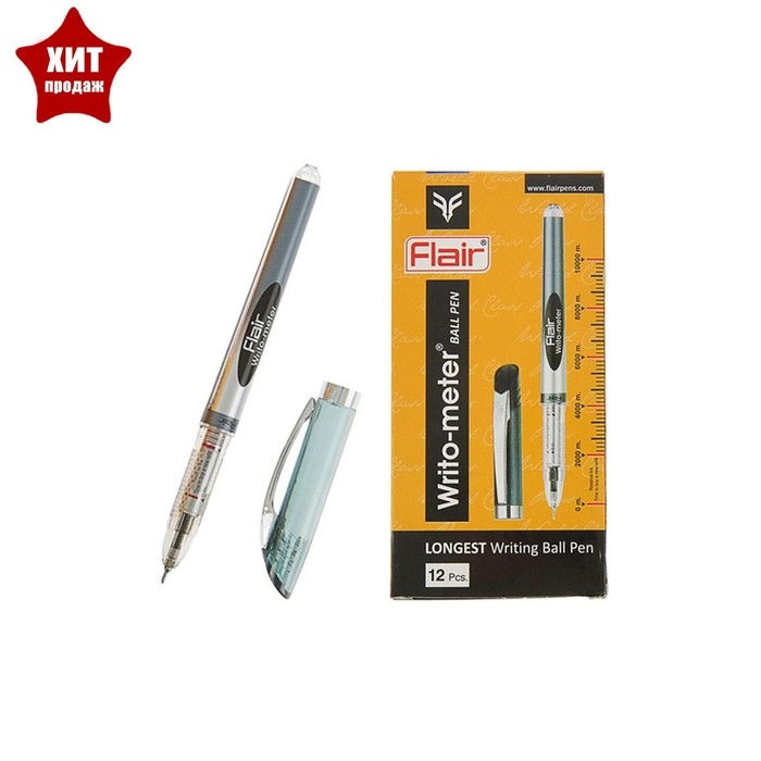Ручка шариковая Flair Writo-Meter, узел- игла 0,6 мм (пишет 10 км) масляная основа, шкала на стержне, черная Ручка шариковая Flair Writo-Meter, узел- игла 0,6 мм (пишет 10 км) масляная основа, шкала на стержне, черная