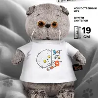 Мягкая игрушка &laquo;Кот Басик в футболке с принтом&raquo;, 19 см