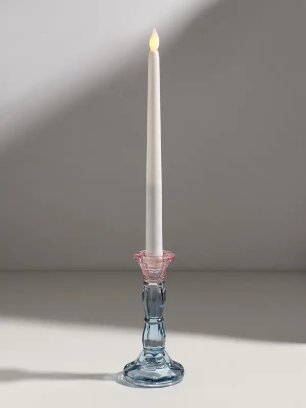 Подсвечник стекло  Подсвечник стекло "Градиент. Фактура" розово-голубой d=2,2 см 7х7х15 см