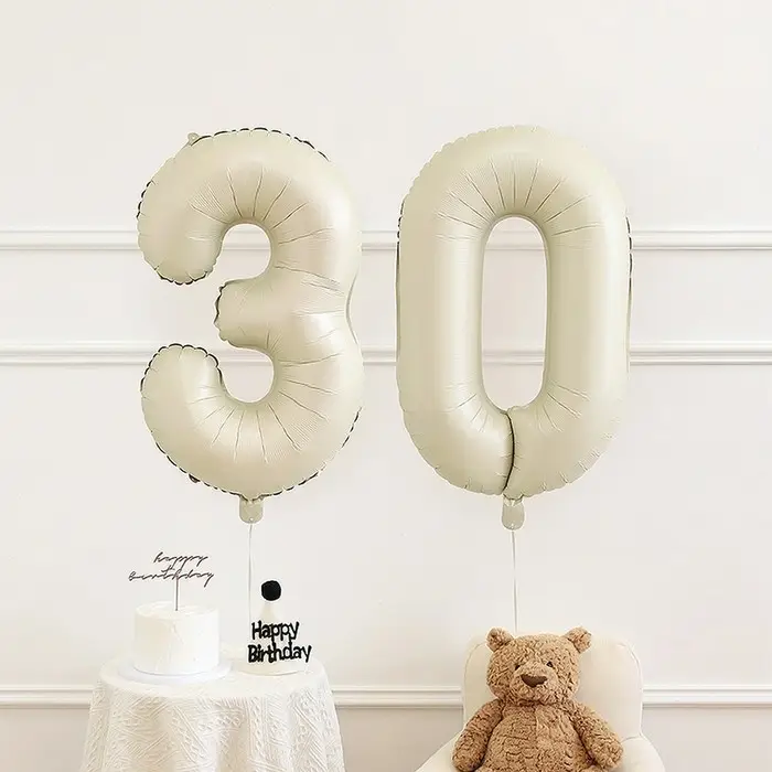 Шар фольгированный 40 Шар фольгированный 40" Цифра 3, цвет «Взбитые сливки»