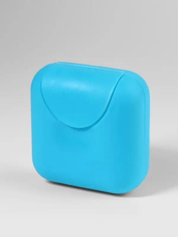 Таблетница, 7&times;7&times;3.5 см, 4 секции, голубая