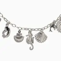 Колье "Летний вайб" морской мир, цвет серебро