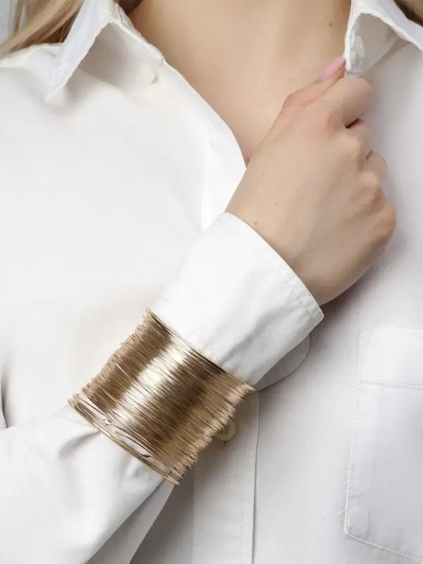 Браслет манжета &laquo;Нити&raquo;, d=6 см, металл, цвет золото