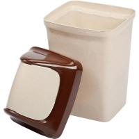 Ведро мусорное пластик 25л прям беж с корич крышк-маят 320х582х280мм_М2463